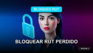 Ilustración premium sobre cómo bloquear un RUT extraviado en el Registro Civil de Chile, concepto de seguridad digital y protección de identidad.