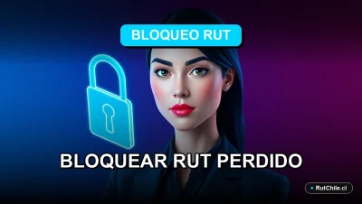 Ilustración premium sobre cómo bloquear un RUT extraviado en el Registro Civil de Chile, concepto de seguridad digital y protección de identidad.