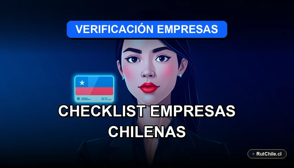 Ilustración premium de checklist para verificar empresas en Chile, estilo tecnológico.