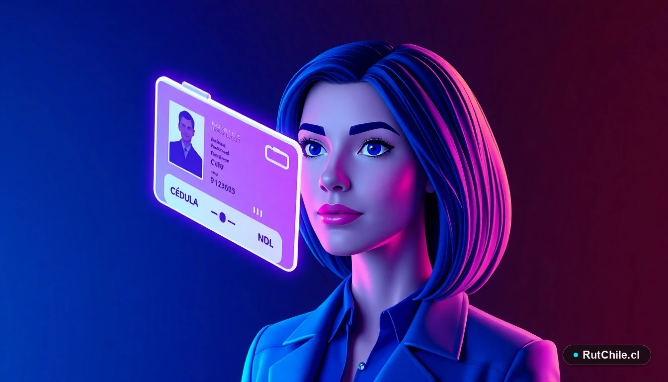 Analista de ciberseguridad chilena verificando un RUT digital y un candado de protección de datos en un entorno tecnológico isométrico.