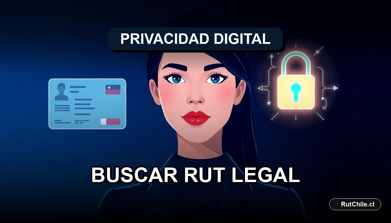 Ilustración profesional sobre la legalidad de consultar RUT por nombre en Chile en el año 2026, estilo tecnológico cibernético.