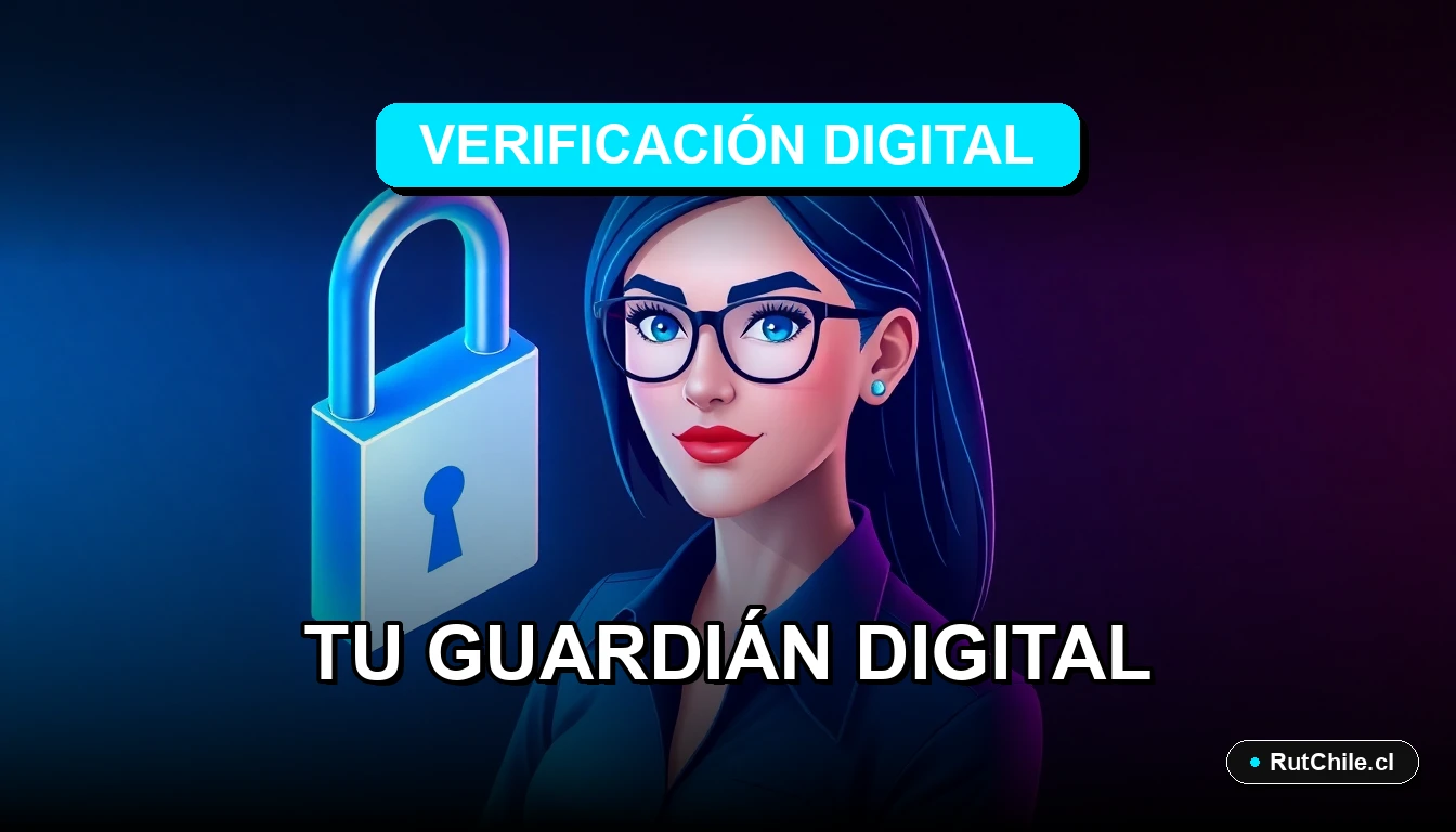 Ilustración premium de un analista de ciberseguridad junto a elementos de verificación digital, estilo tecnológico moderno.