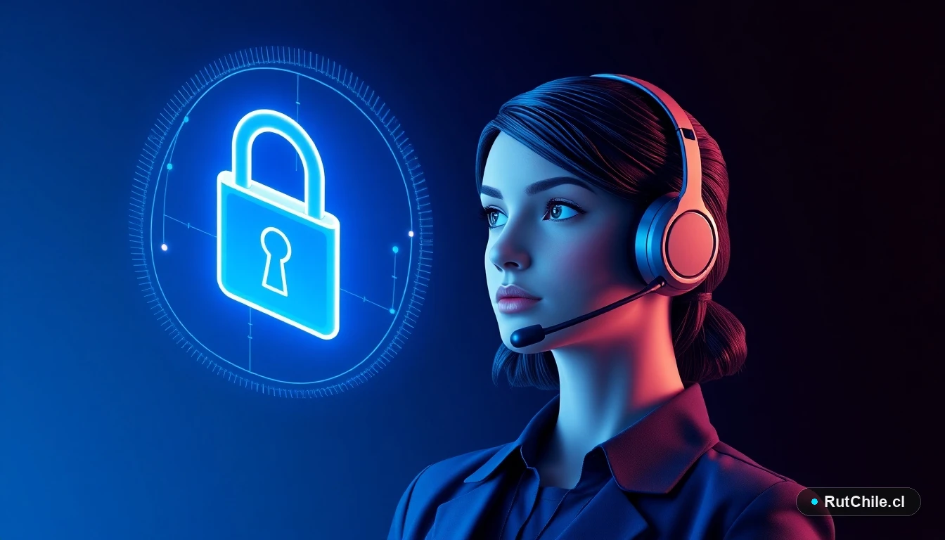 Analista de ciberseguridad chilena observando un candado digital y una cédula de identidad protegida, representando la nueva ley de datos.