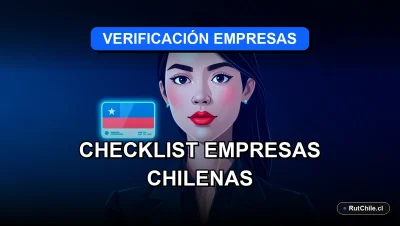 Ilustración premium de checklist para verificar empresas en Chile, estilo tecnológico.
