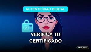 Ilustración premium sobre cómo verificar la autenticidad de un certificado digital del Registro Civil de Chile de forma segura.