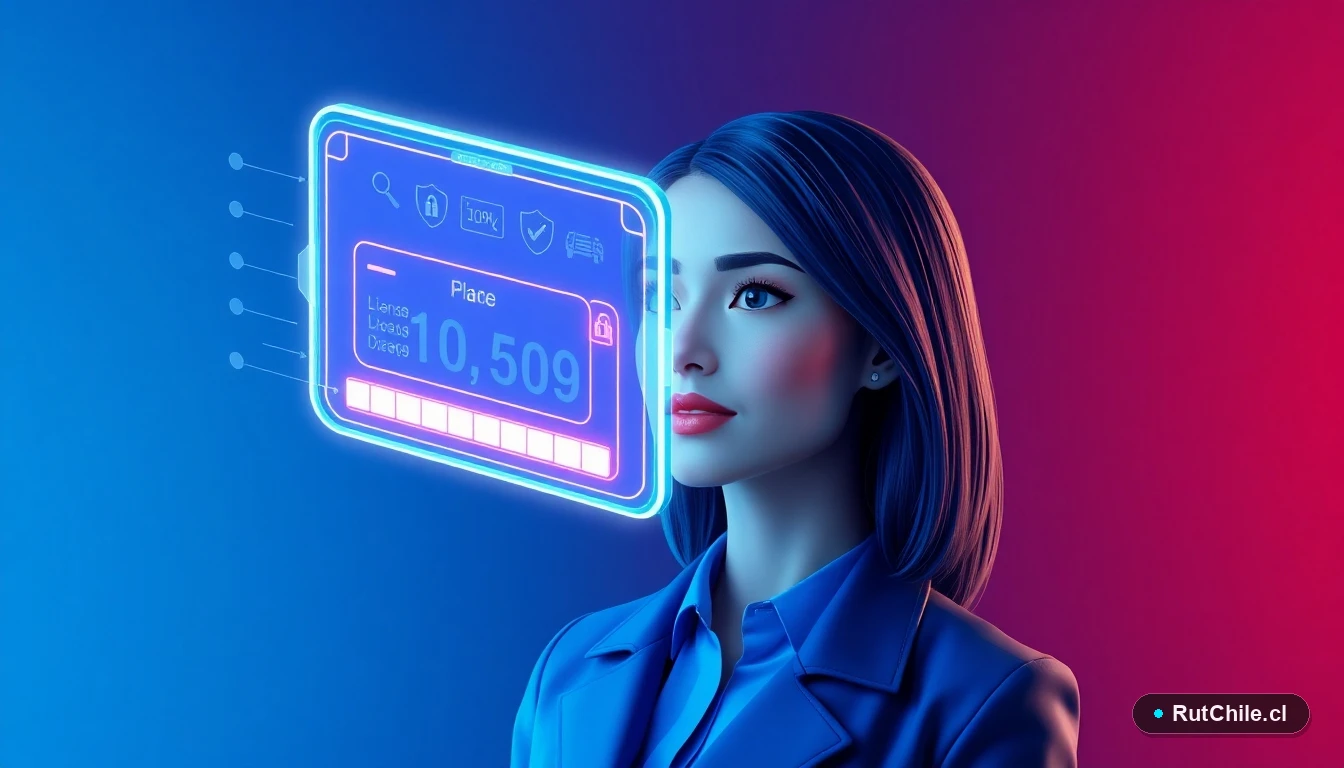 Analista de ciberseguridad verificando datos de un vehículo usado en Chile mediante una interfaz digital segura.