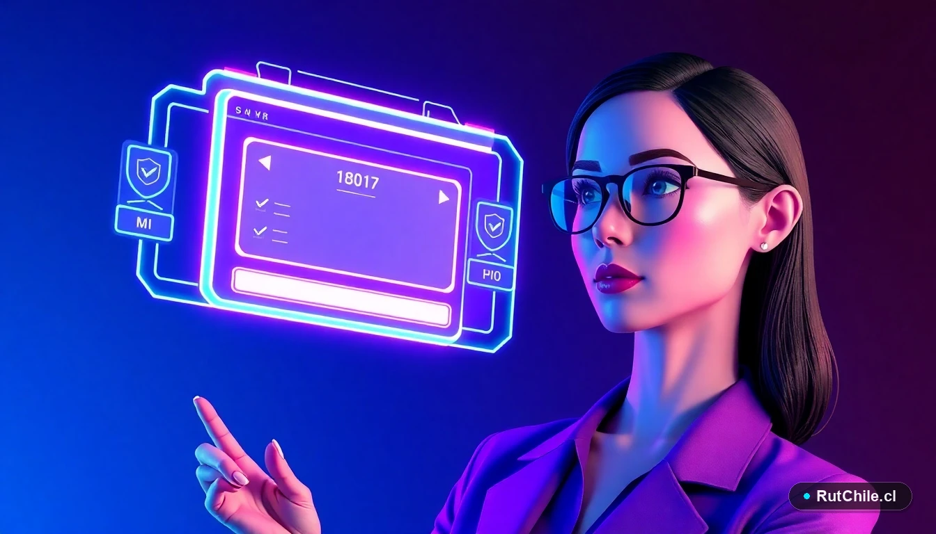 Analista de ciberseguridad verificando datos de patente de auto en Chile con interfaz digital segura.